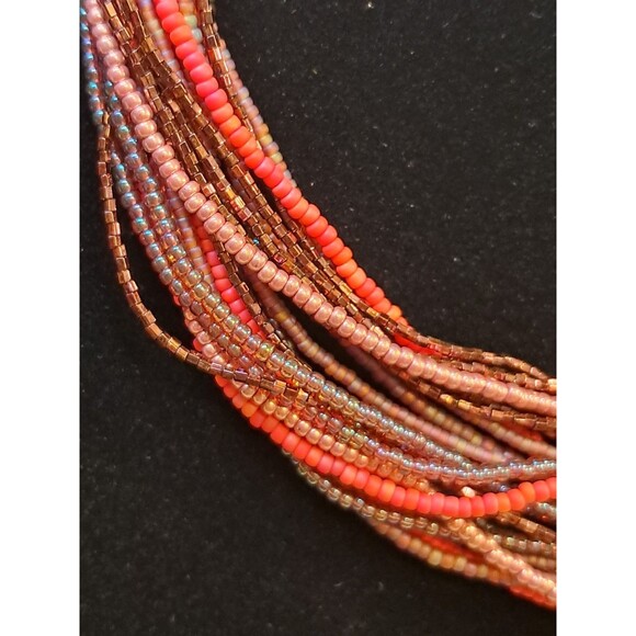 Peyote Bird Multi Strand Seed Beed Necklace 19.5" Crochet Button Fasten NWT - Picture 3 of 8